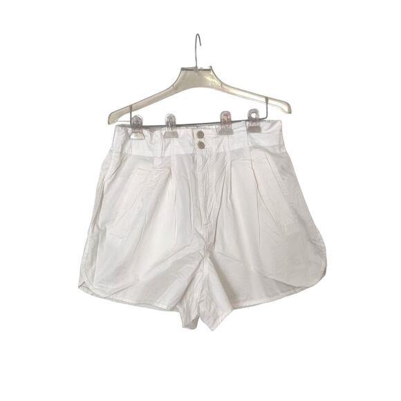 Free People Shorts Size XL Pleated Shorty Pull On Jasmine White High Rise NWT - Picture 6 of 13